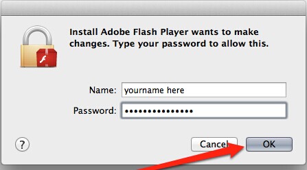 adobe flash player for mac wants password